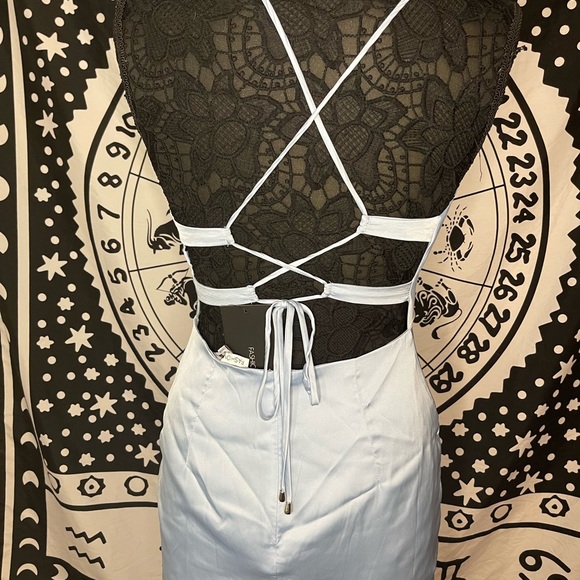 (BNWT) Fashion Nova Blue Satin Mini Dress - Picture 7 of 7